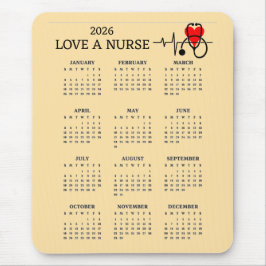 Alfombrilla De Ratón Love a Nurse Heart Stethoscope 2026 Calendar