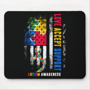Alfombrilla De Ratón Love Accept Support Autism Awareness Mes Ribbon
