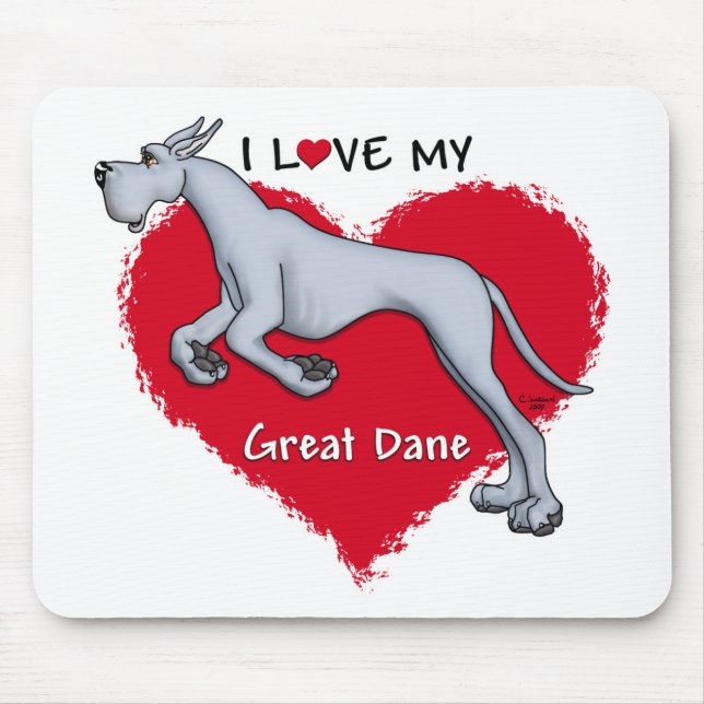 Alfombrilla De Ratón Love Blue Great Dane (Frente)