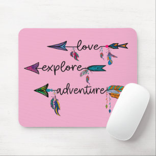 Alfombrilla De Ratón Love Explore Adventure Arrow Tribal Boho Design
