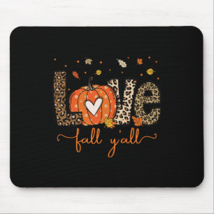 Alfombrilla De Ratón Love Fall Y'all Leopard Pumpkin Halloween Thanksgi