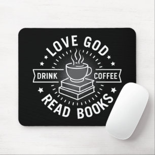 Alfombrilla De Ratón Love God Drink Coffee Read Books Amantes Vintage