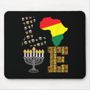 Alfombrilla De Ratón Love Happy Kwanzaa Africa Map Kinara Candles Afric