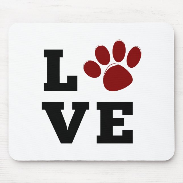 Alfombrilla De Ratón Love Paw Print Animal Lover Dog Lover (Frente)