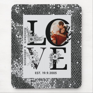 Alfombrilla De Ratón Love photo simple modern personalised gift silver