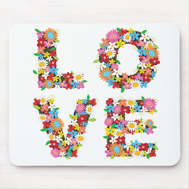 Alfombrilla De Ratón LOVE Spring Flowers Mousepad (Frente)