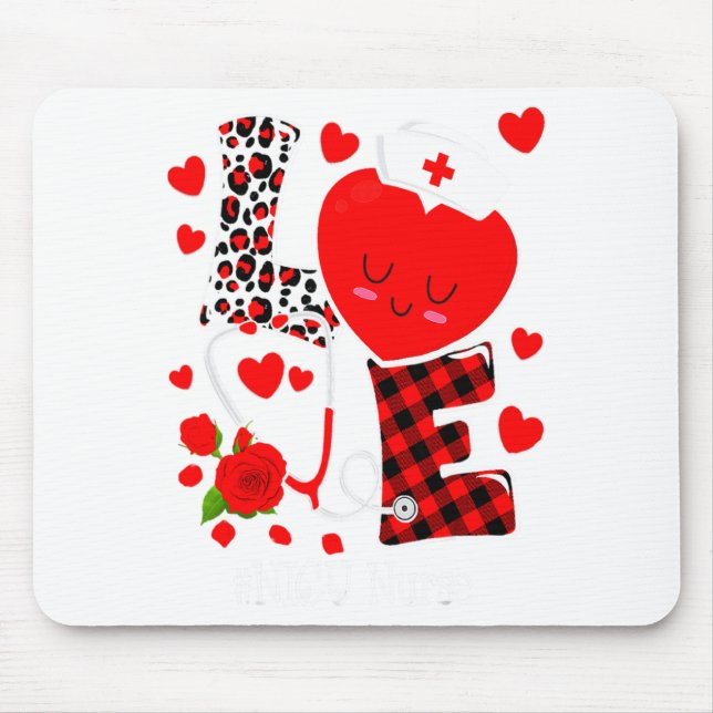 Alfombrilla De Ratón Love Stethoscope Heart Nicu Nurse Valentines Day  (Frente)