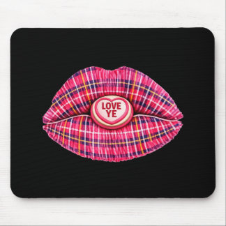 Alfombrilla De Ratón Love Ye Scottish Tartan Kiss Lips Scotland pink