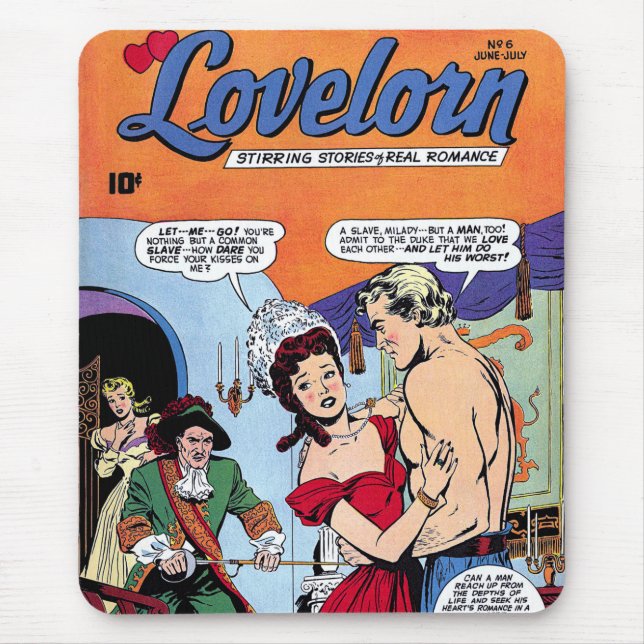 Alfombrilla De Ratón Lovelorn My Slave Romance Historietas antiguas (Frente)