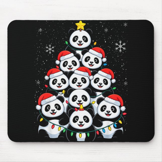 Alfombrilla De Ratón Lover Xmas Panda Christmas Tree T Shirt  (Frente)