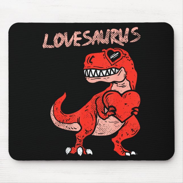 Alfombrilla De Ratón Lovesaurus Trex Dinosaur Heart Cute Valentines Day (Frente)
