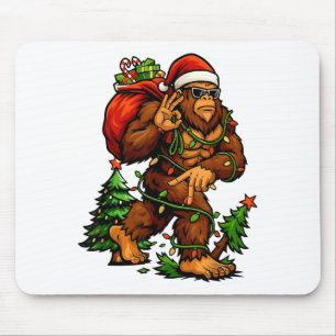 Alfombrilla De Ratón Luces de árbol de Navidad Bigfoot 67 Xmas Hombres 