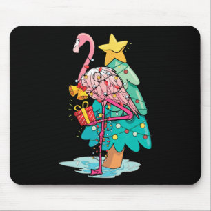 Alfombrilla De Ratón Luces de árbol de Navidad Flamingo Tropical Animal