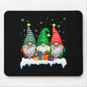 Alfombrilla De Ratón Luces de árbol tres gnomos hombres mujeres Navidad