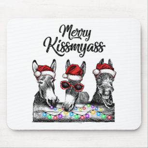 Alfombrilla De Ratón Luces de cadena Santa Hat Donkey de Beso Feliz