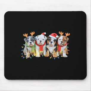 Alfombrilla De Ratón Luces de Navidad de Bulldog Inglés Adorable Bulldo