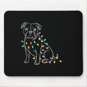 Alfombrilla De Ratón Luces de Navidad de Santa Divertido Pitbull Perro