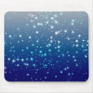 Alfombrilla De Ratón Luces de Navidad Estrellas Cielo Azul