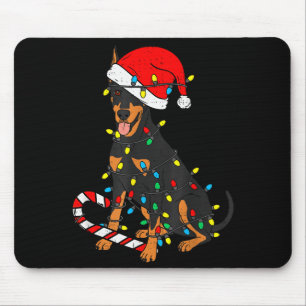 Alfombrilla De Ratón Luces de Navidad Perro Doberman Santa Xmas Perro L