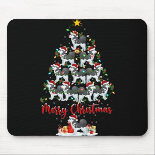 Alfombrilla De Ratón Luces de Navidad Santa Husky Siberiano Perro Árbol