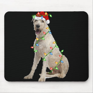 Alfombrilla De Ratón Luces de Navidad Sombrero de Santa Perro Lobo Irla