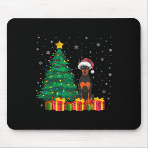 Alfombrilla De Ratón Luces de Navidades de Sombrero de Pinscher Pinsche
