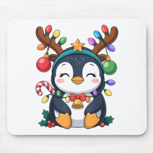 Alfombrilla De Ratón Luces de pingüino de reno de Navidad Animal K