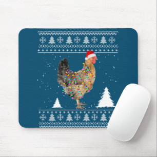 Alfombrilla De Ratón Luces de pollo con Navidades de Santa Hat Pajamas