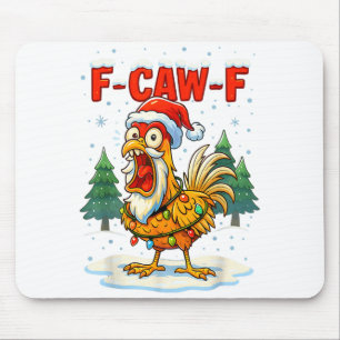 Alfombrilla De Ratón Luces divertidas de Navidad de pollo F-caw-f Santa