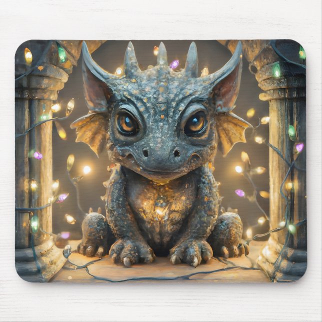 Alfombrilla De Ratón Luces festivas Chibi Gargoyle Dragon (Frente)