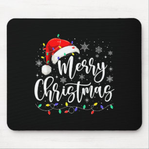 Alfombrilla De Ratón Luces Navideñas Gorro Santa Rojo Navidad Familia M
