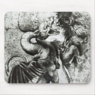 Alfombrilla De Ratón Lucha entre un dragón y un león