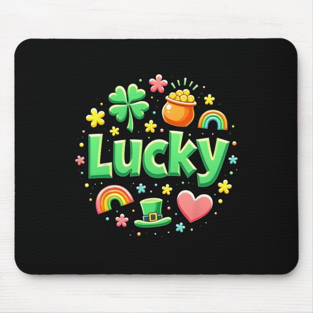 Alfombrilla De Ratón Lucky Charm Patricks Day Pot Of Gold Irish Shamroc (Frente)