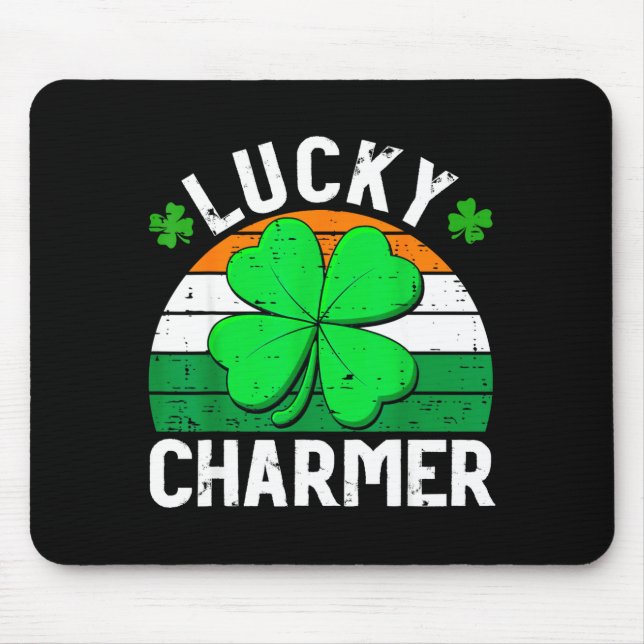 Alfombrilla De Ratón Lucky charmer shirts boys kids girls funny st (Frente)
