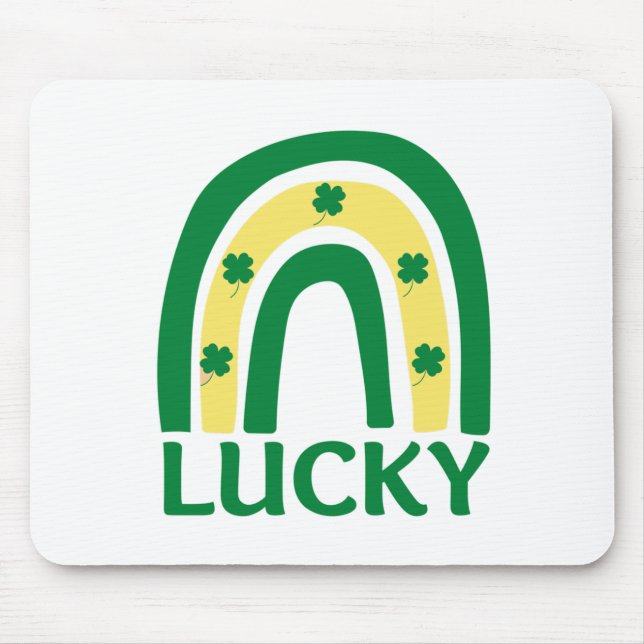Alfombrilla De Ratón Lucky Shamrock Rainbow St Patrys (Frente)