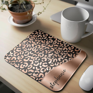 Alfombrilla De Ratón Lugares de leopardo de lámina falsa Glam Rosa Dora