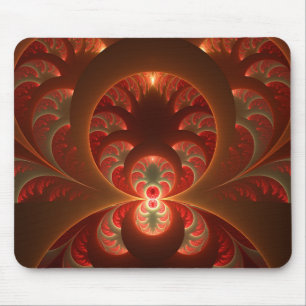 Alfombrilla De Ratón Luminoso abstracto moderno fractal naranja rojo