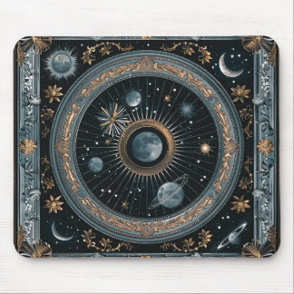 Alfombrilla De Ratón Luna Celestial Órbita Dorada con Astral Detallado
