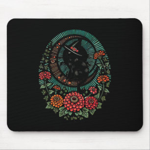 Alfombrilla De Ratón Luna de gato negro Ilustracion de bruja gatos negr