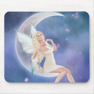 Alfombrilla De Ratón Luna de hadas Mousepad de la mariposa blanca