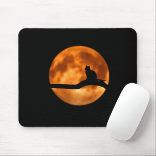 Alfombrilla De Ratón Luna de Naranja de gato negro