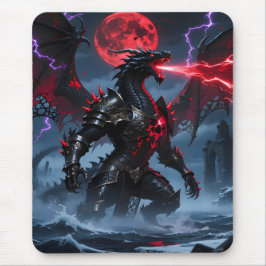 Alfombrilla De Ratón Luna de Sangre Roja Dragón Negro Fantasía Gaming