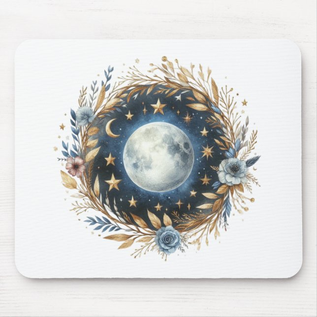 Alfombrilla De Ratón Luna Llena Boho (Frente)