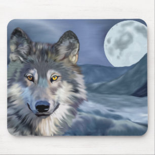 Alfombrilla De Ratón Luna Llena del Lobo Invernal