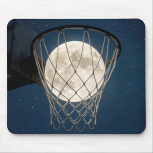 Alfombrilla De Ratón Luna Llena En una Red de Baloncesto