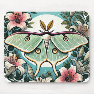 Alfombrilla De Ratón Luna Moth ilustracion lilies luna mes