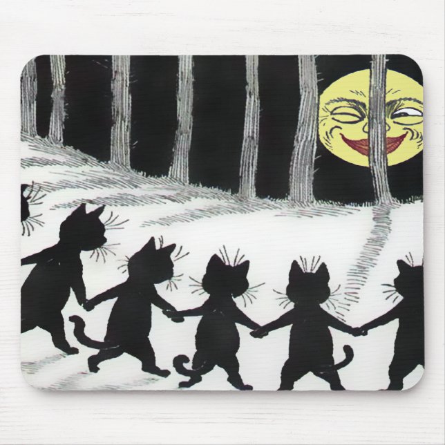Alfombrilla De Ratón Luna Mousepad del gato negro de Louis Wain (Frente)