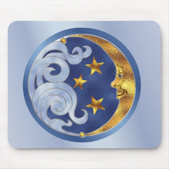 Alfombrilla De Ratón Luna y estrellas celestes (Frente)