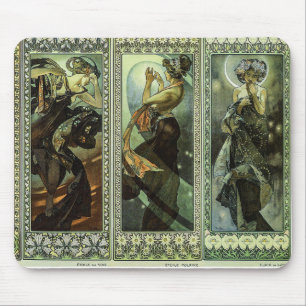 Alfombrilla De Ratón Luna y estrellas de Alphonse Mucha