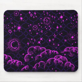 Alfombrilla De Ratón "Luna y Estrellas" Mousepad Marroquí (Rosa)